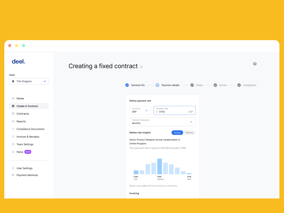 Deel service: salary insights screenshot