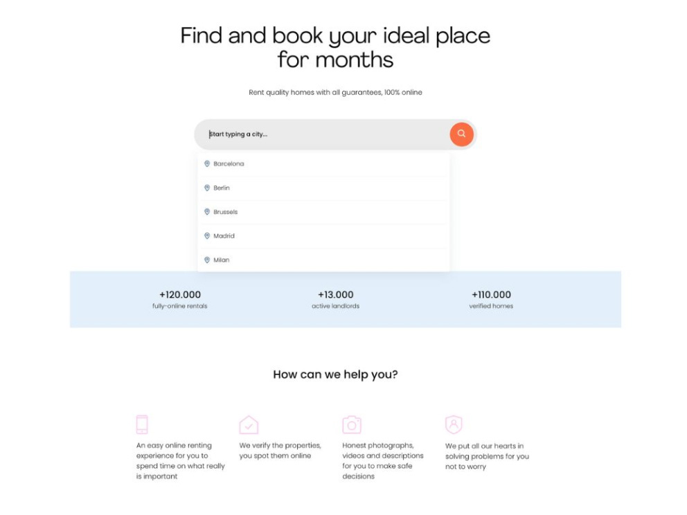 Spotahome service: find an accommodation screenshot